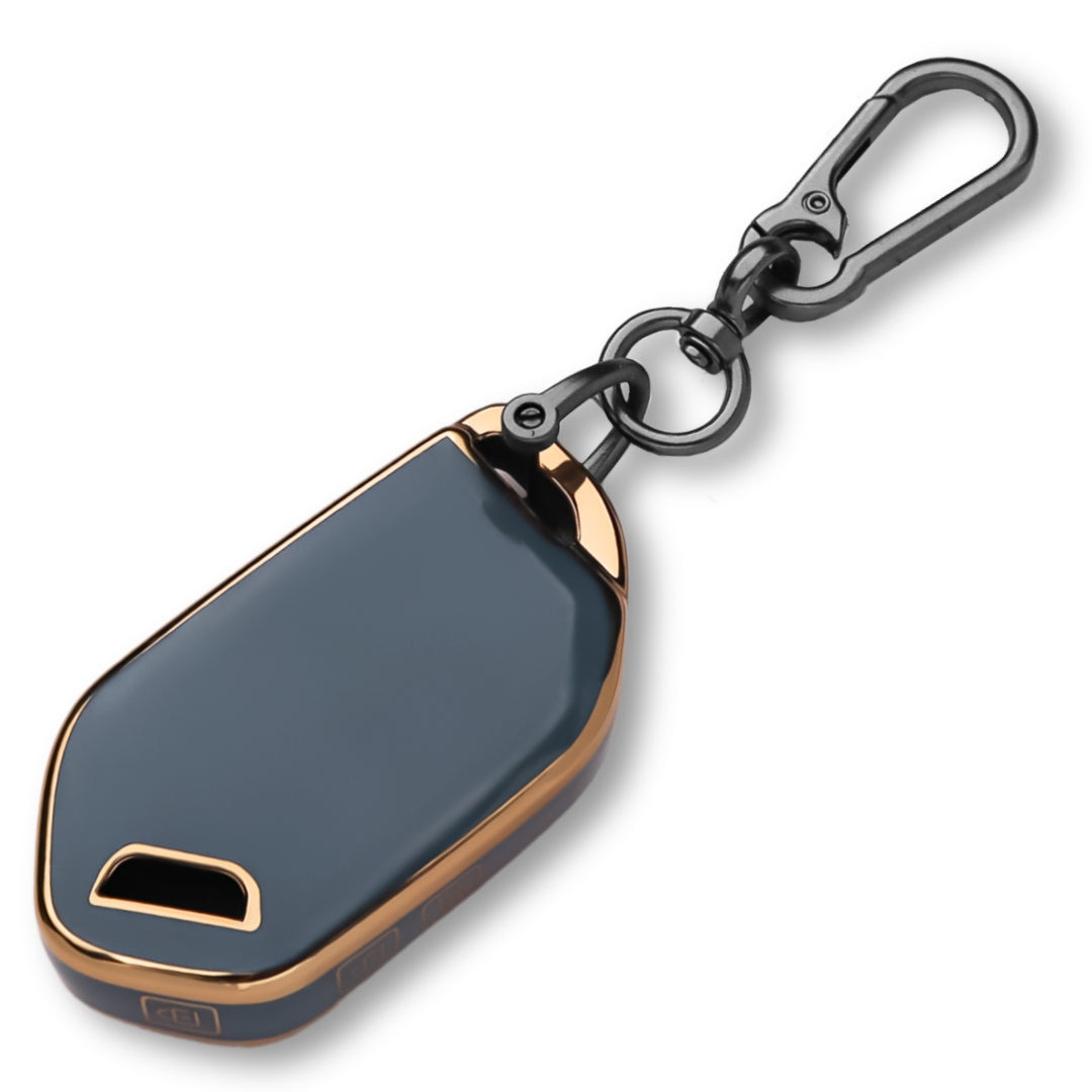 Keycept Gold Line TPU Car Key Cover for Kia Syros, EV6, EV9 4 Button smart key with keychain (Type K1)