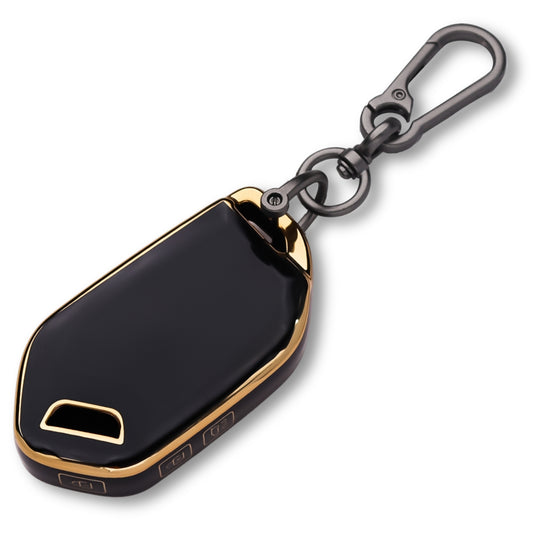 Keycept Gold Line TPU Car Key Cover for Kia Syros, EV6, EV9 4 Button smart key with keychain (Type K1)