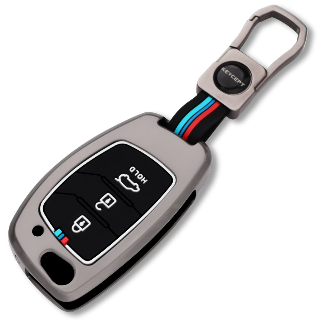 Hyundai Metal Alloy Key Cover with Keychain (Type M1)