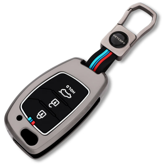 Hyundai Metal Alloy Key Cover with Keychain (Type M1)