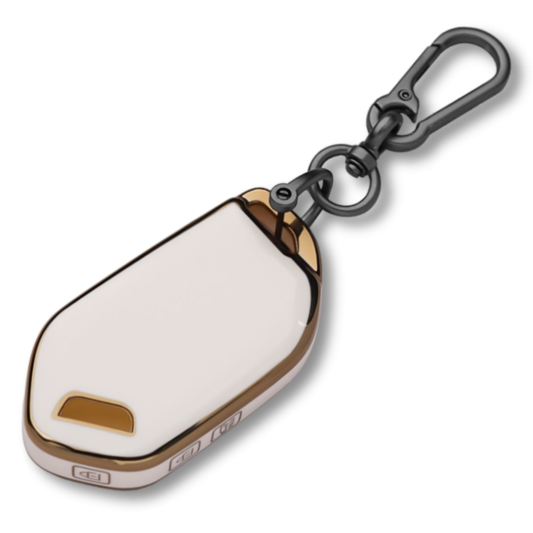 Keycept Gold Line TPU Car Key Cover for Kia Syros, EV6, EV9 4 Button smart key with keychain (Type K1)