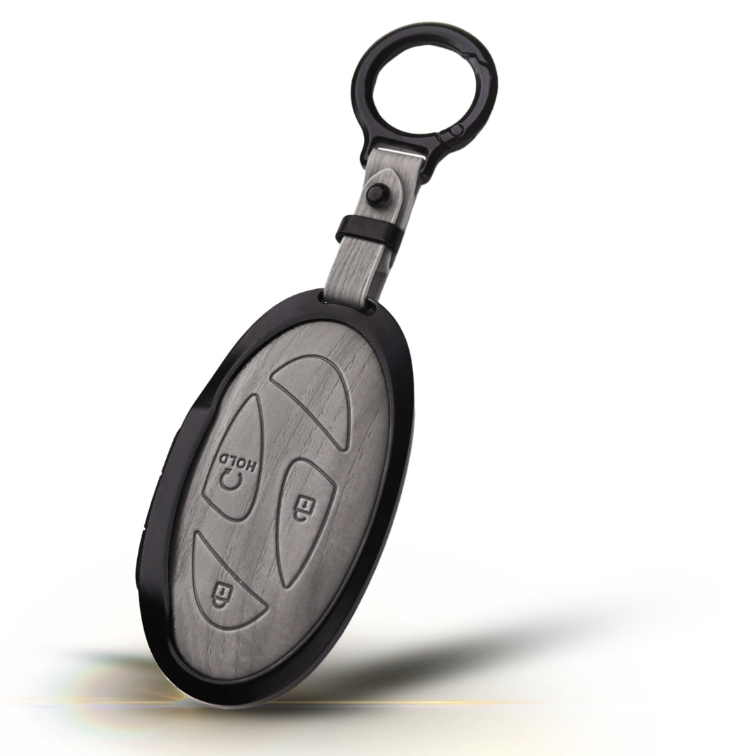 Hyundai Noir Wood Car Key Cover with Keychain (Type M8)
