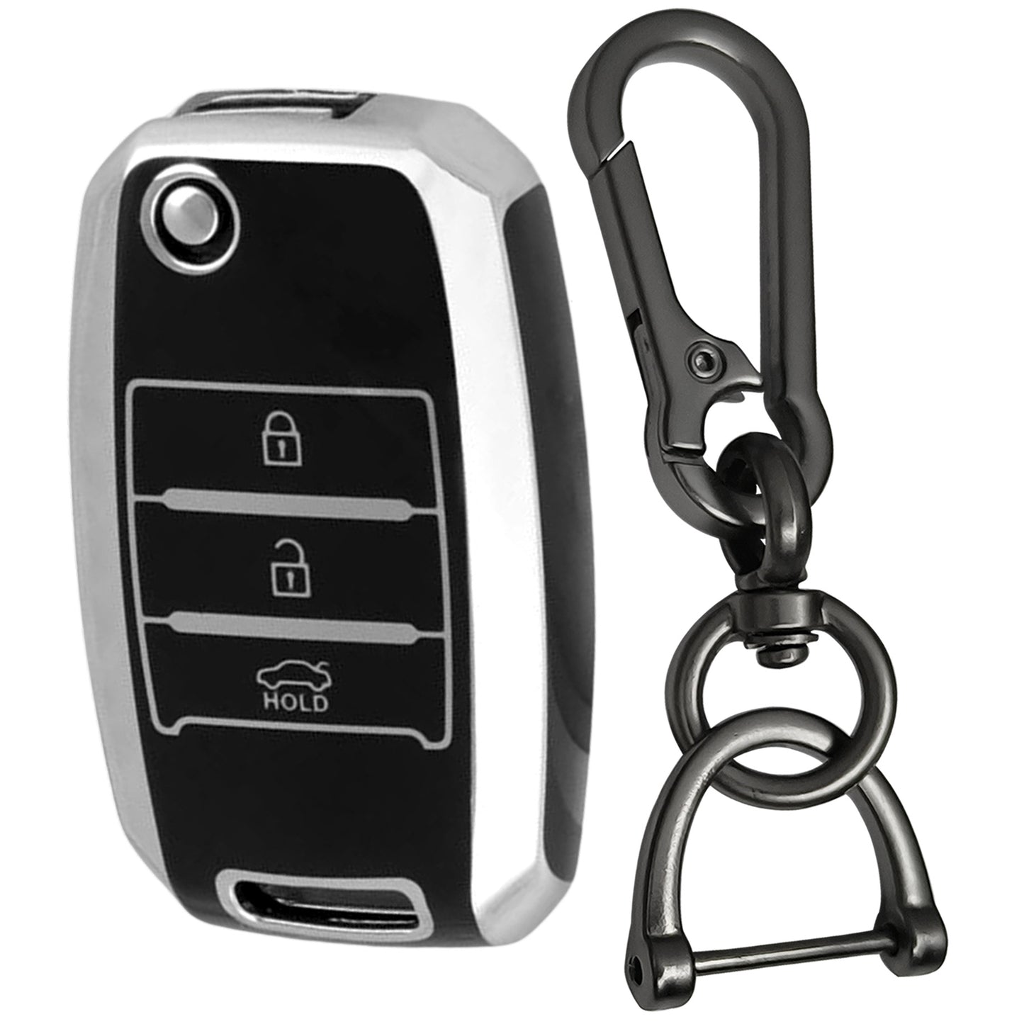 Kia Silver Line TPU Key Cover with Keychain