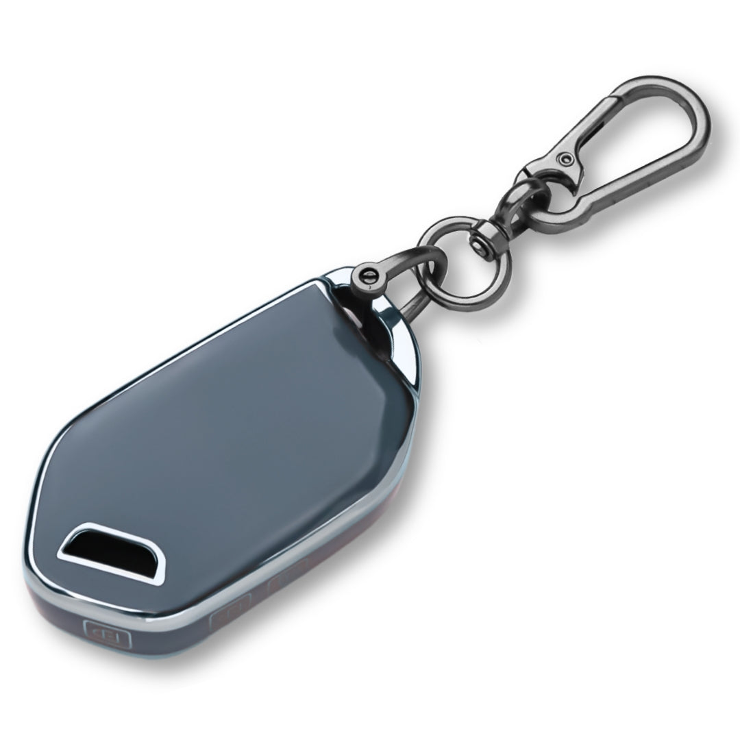 Keycept Silver Line TPU Car Key Cover for Kia Syros, EV6, EV9 4 Button smart key with keychain (Type K1)