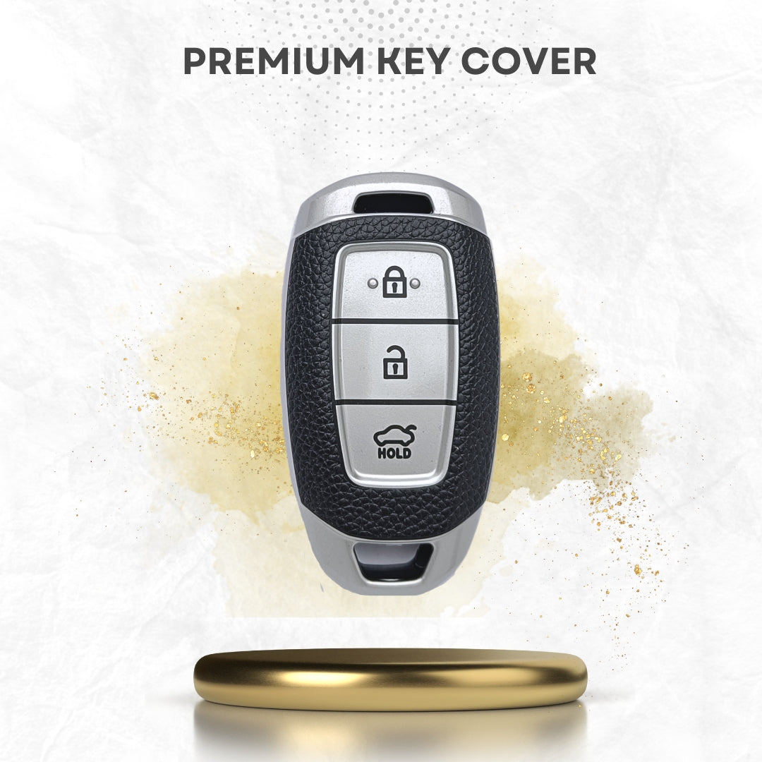 Hyundai TPU (Artificial) Leather Key Cover and Keychain. (Type 4)