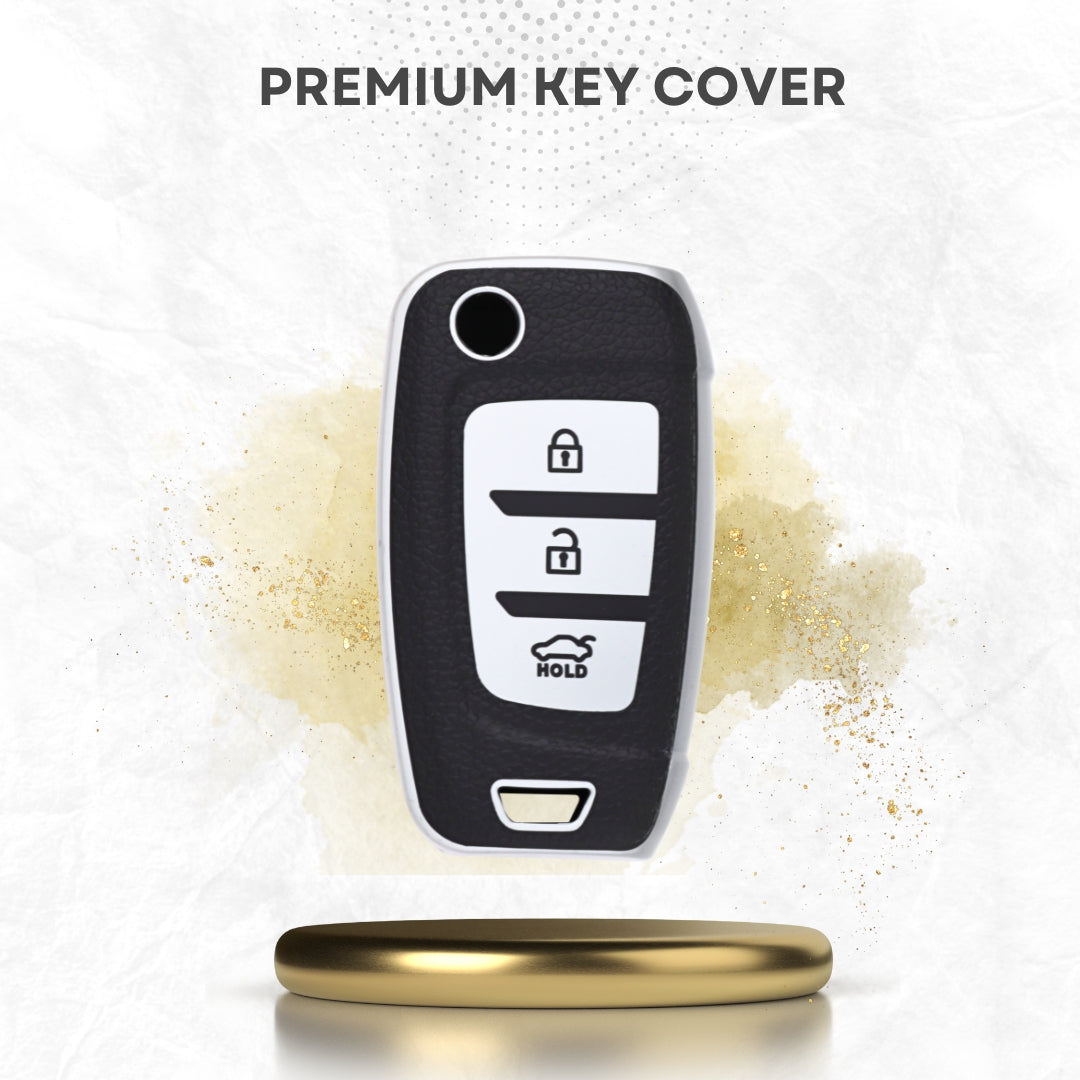 Hyundai TPU Leather Key Cover with Keychain (Type 2)