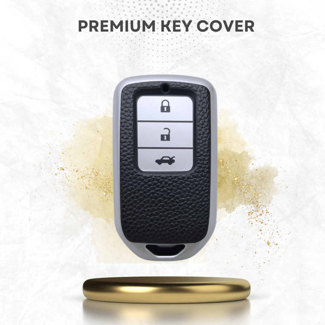 Honda TPU Leather Key Cover with Keychain. (Type 2)