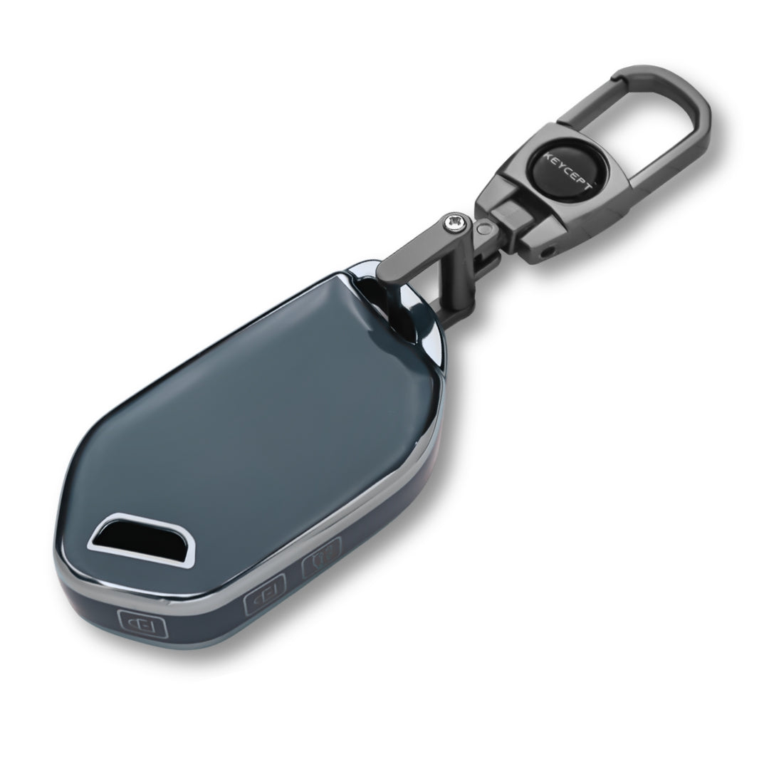 Keycept Silver Line TPU Car Key Cover for Kia Syros, EV6, EV9 4 Button smart key with keychain (Type K2)