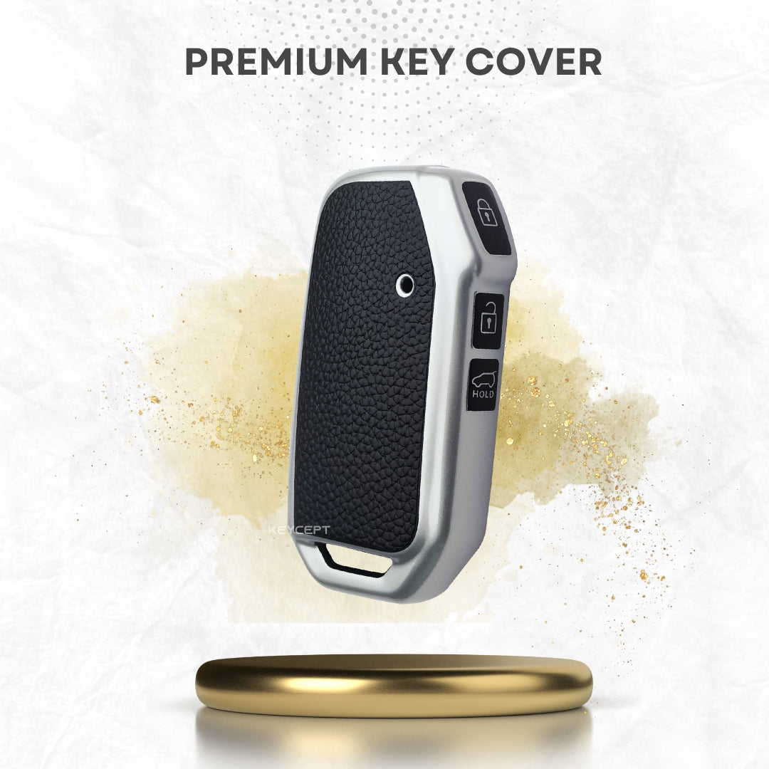 Kia TPU (Artificial) Leather Key Cover with Keychain. (Type 4)