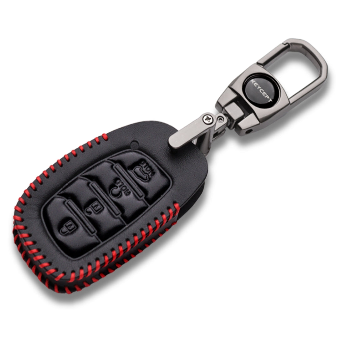 Hyundai Classic Leather Key Cover with Keychain (Type 2)