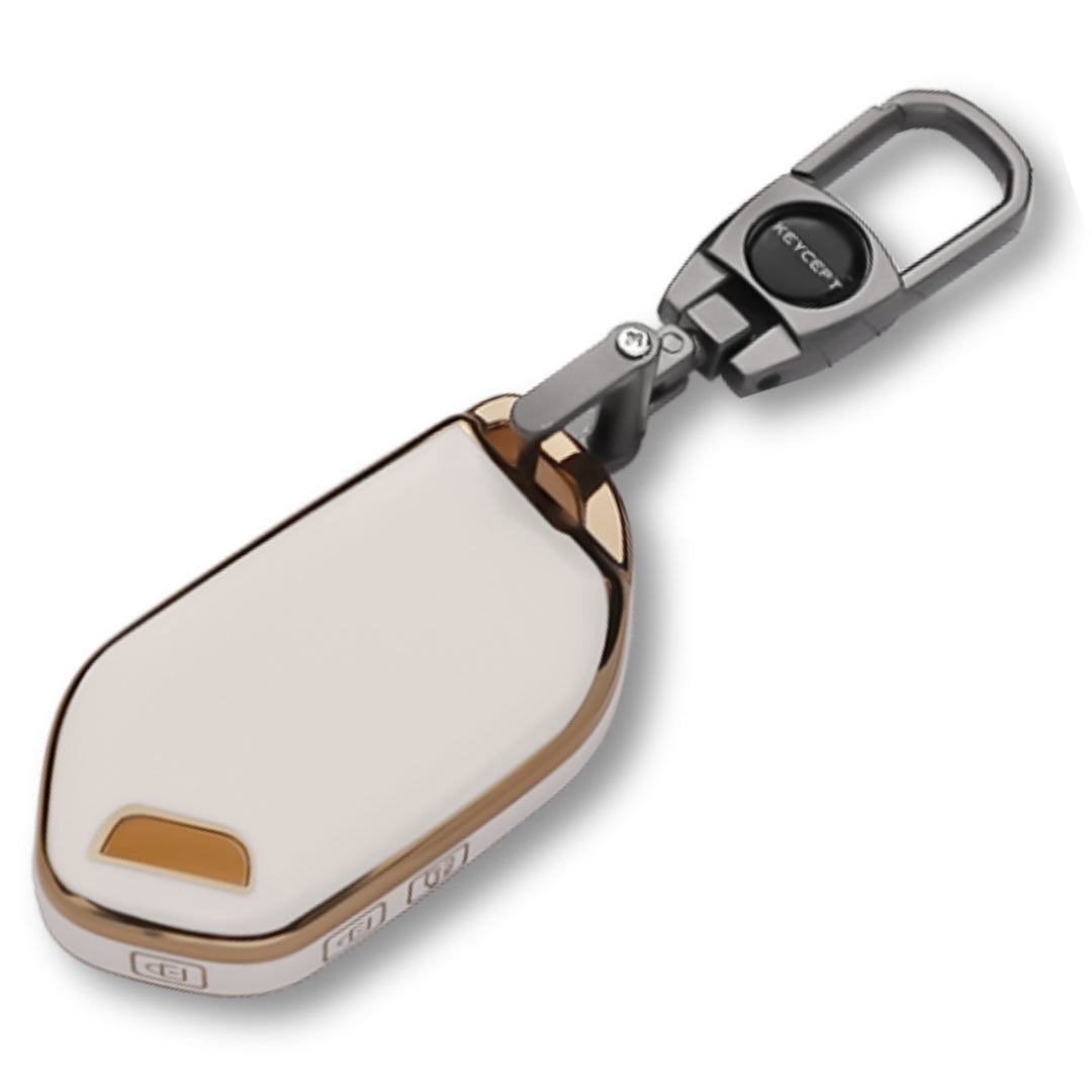 Keycept Gold Line TPU Car Key Cover for Kia Syros, EV6, EV9 4 Button smart key with keychain (Type K2)
