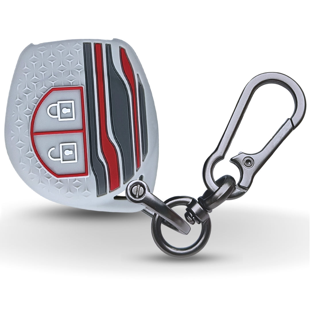 Grey TriStar Silicone Key Cover for Suzuki Swift, Dzire, Ignis, Ertiga, Baleno, Ciaz, Celerio, Ritz, Brezza, Scross, S-Presso, SX4, Alto (2 Button Remote key) with Keychain