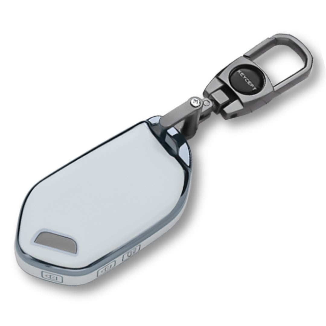 Keycept Silver Line TPU Car Key Cover for Kia Syros, EV6, EV9 4 Button smart key with keychain (Type K2)