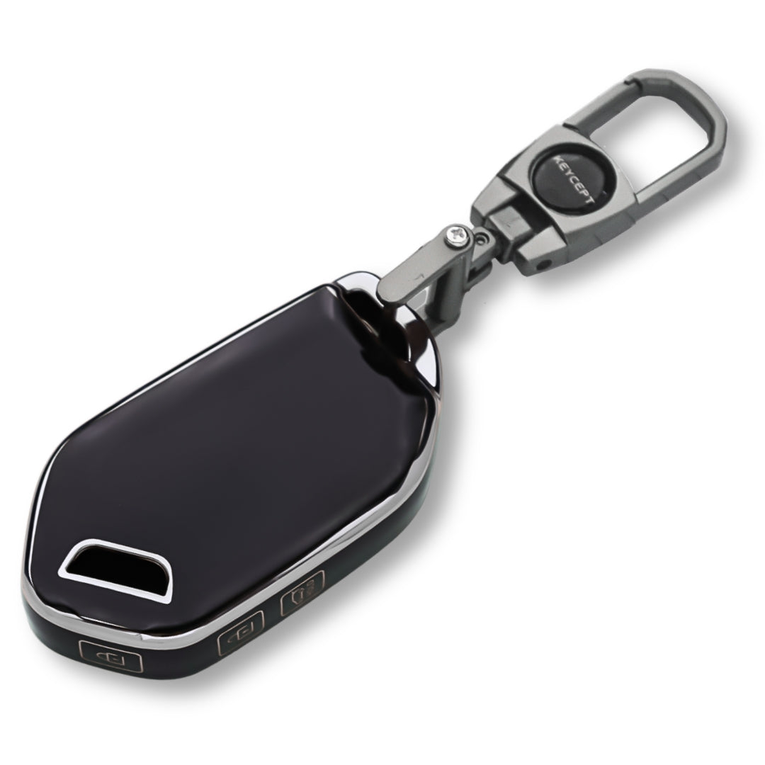 Keycept Silver Line TPU Car Key Cover for Kia Syros, EV6, EV9 4 Button smart key with keychain (Type K2)