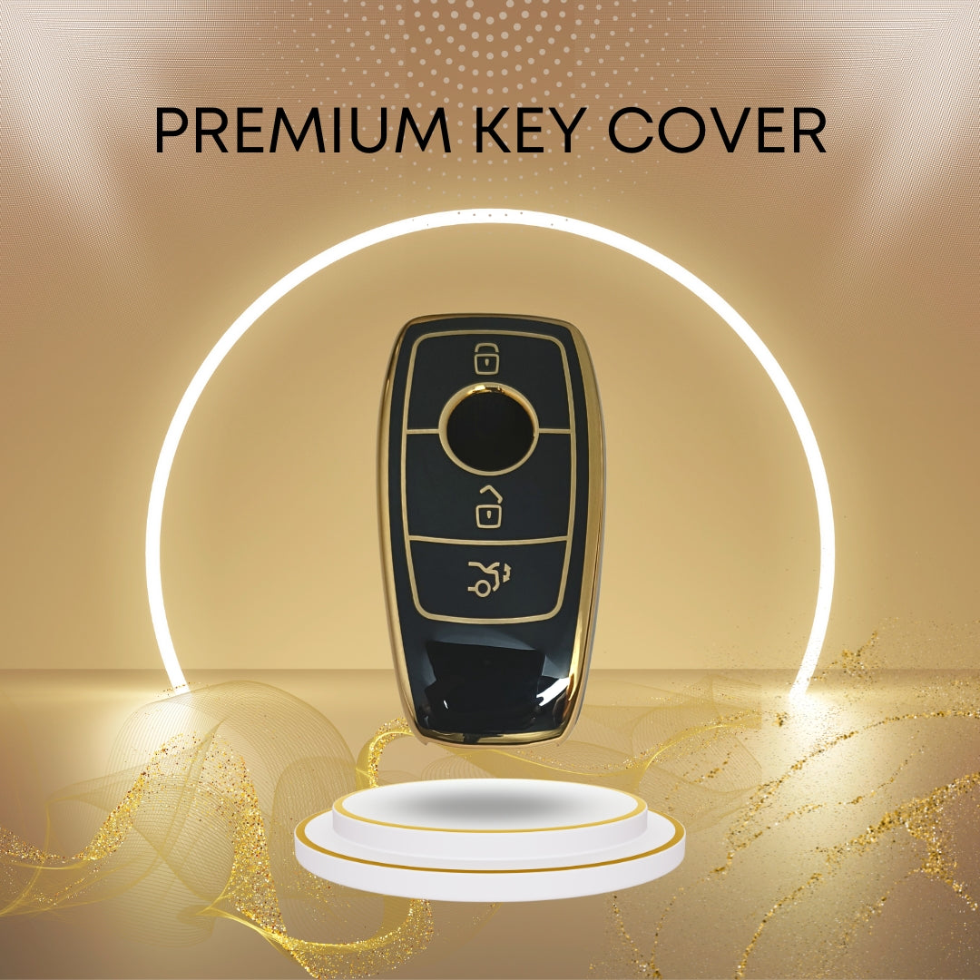 Mercedes Benz Gold Line TPU Key Cover with Keychain (Type 2)