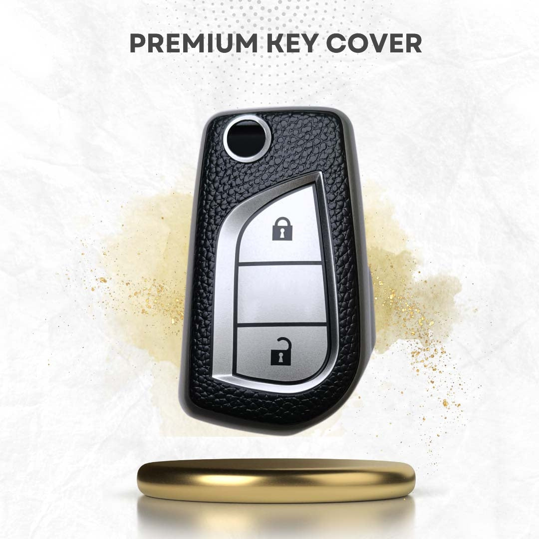 Toyota TPU (Artificial) Leather Key Cover with Keychain (Type 6)