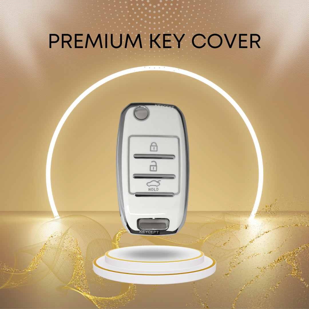 kia seltos sonet tpu white silver key cover accessories keychain