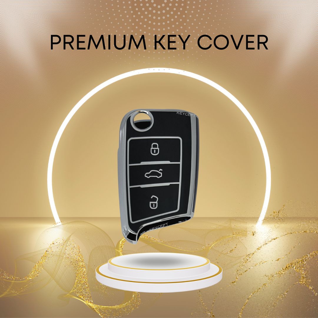 skoda kushaq octavia slavia kodiaq flip tpu black silver key case accessories