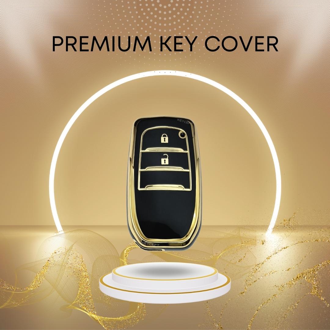 toyota fortuner innova crysta 2b smart tpu black gold key case keychain