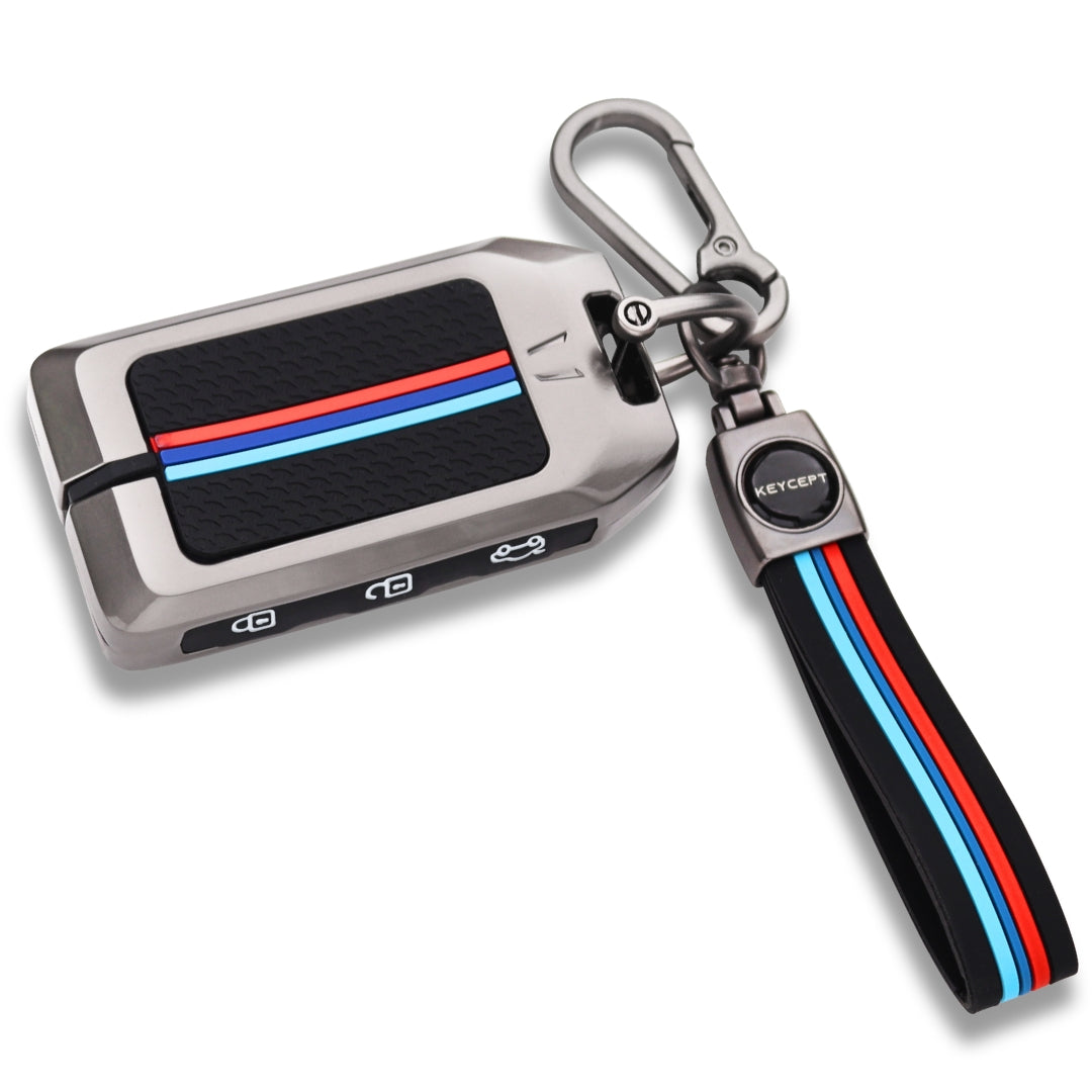 Volvo Metal Alloy Key Cover with Keychain (Type M2)