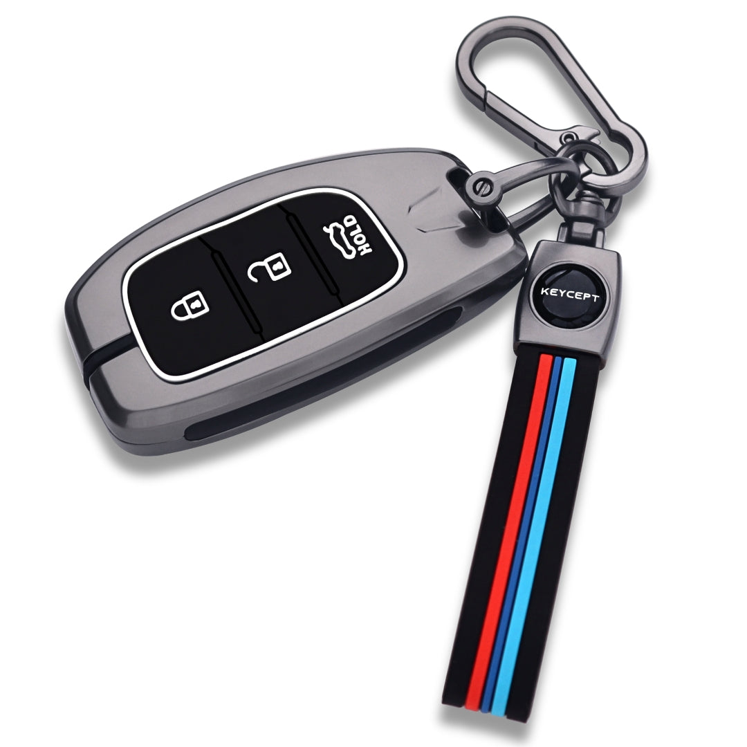 Hyundai Metal Alloy Key Cover with Keychain (Type M2)