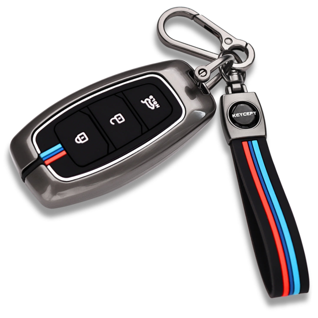 Hyundai Metal Alloy Key Cover with Keychain (Type M2)