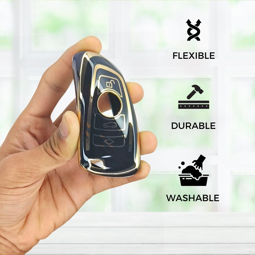 BMW Gold Line TPU Key Cover with Keychain (Type 2)