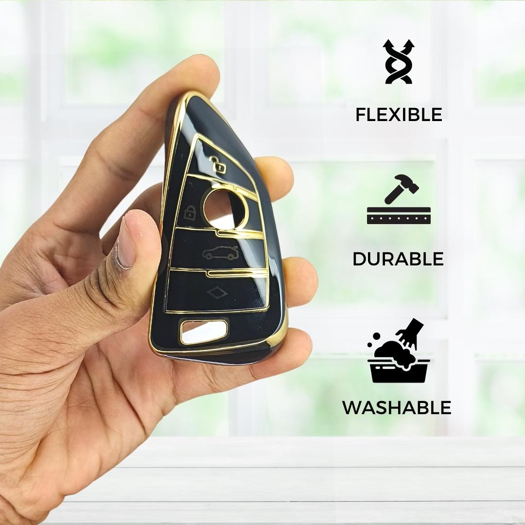 BMW Gold Line TPU Key Cover with Keychain (Type 2)