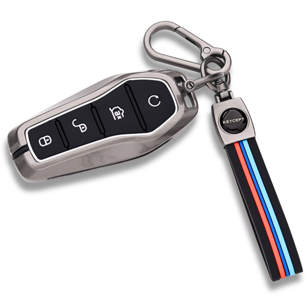 keycept Metal key cover For BYD Atto-3 4 Button Smart Key with Keychain M2.