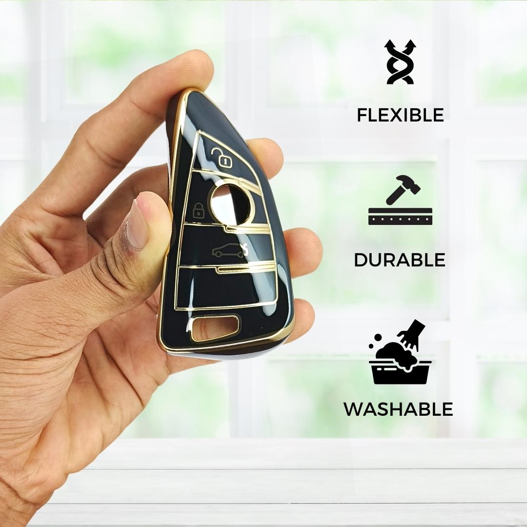 BMW Gold Line TPU Key Cover With Keychain (Type 2)