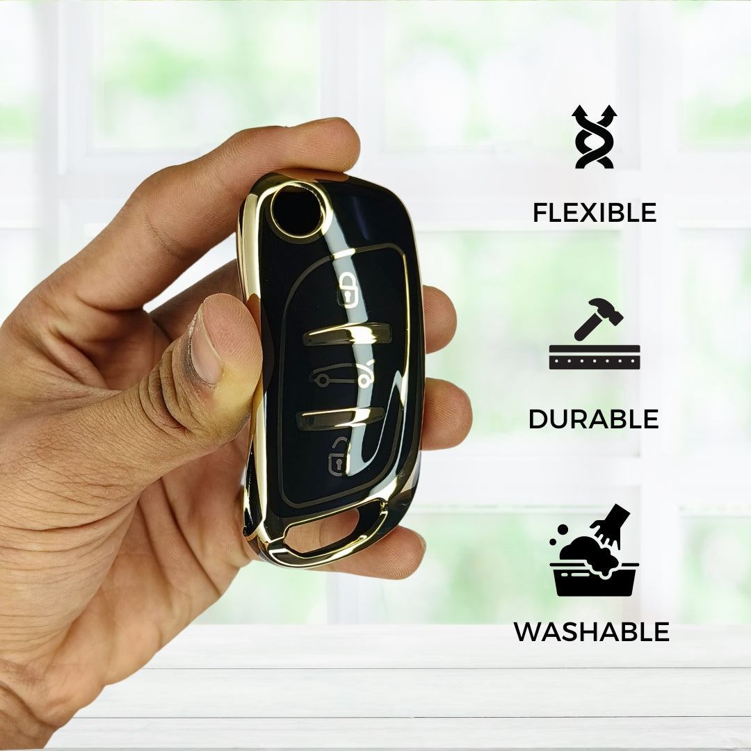 Universal Gold Line TPU Key Cover with Keychain (Type 2)