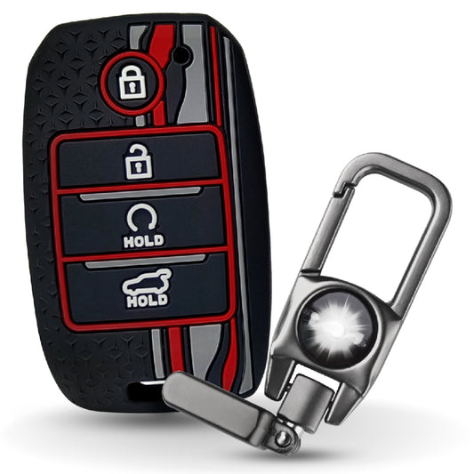 TriStar Silicone Key Cover for Kia Seltos 4 Button smart key with Keychain
