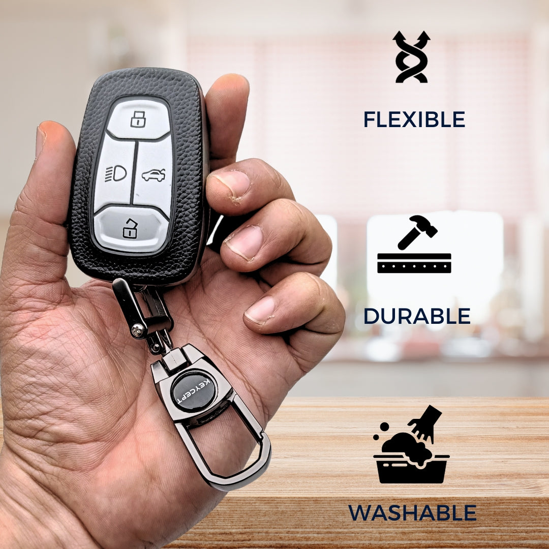 Tata TPU Leather Key Cover with Keychain (Type 2)