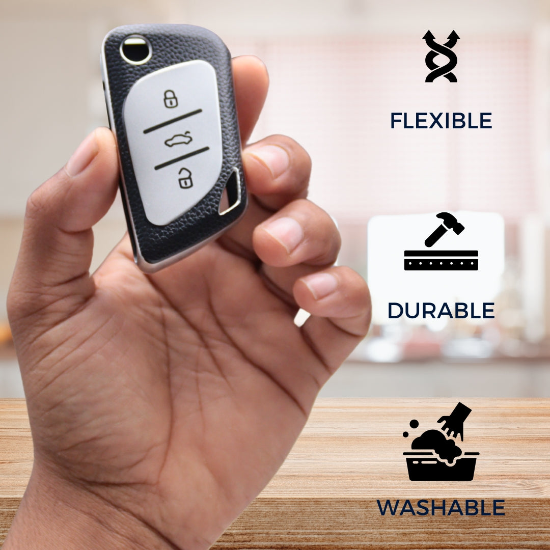 Universal TPU Leather Key Cover with Keychain (Type 7).
