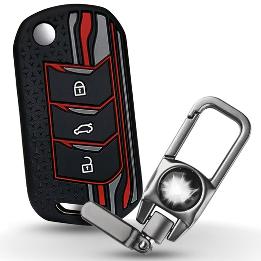 Tristar Silicone Car Key Cover for Mahindra 3XO, Marazzo, Scorpio S3/ S5/ S7/ S9/ S11/ TUV 300 Plus, Bolero 2020 BS6, Thar, Thar Roxx, XUV700 3 Button Flip Key With Keychain