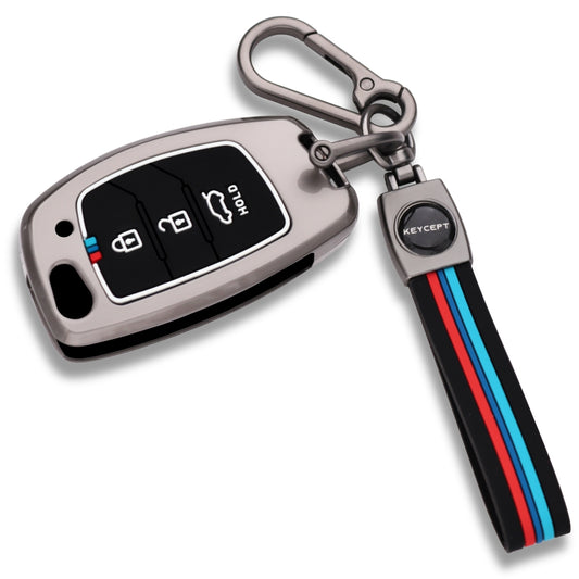 Hyundai Metal Alloy Key Cover with Keychain (Type M2)