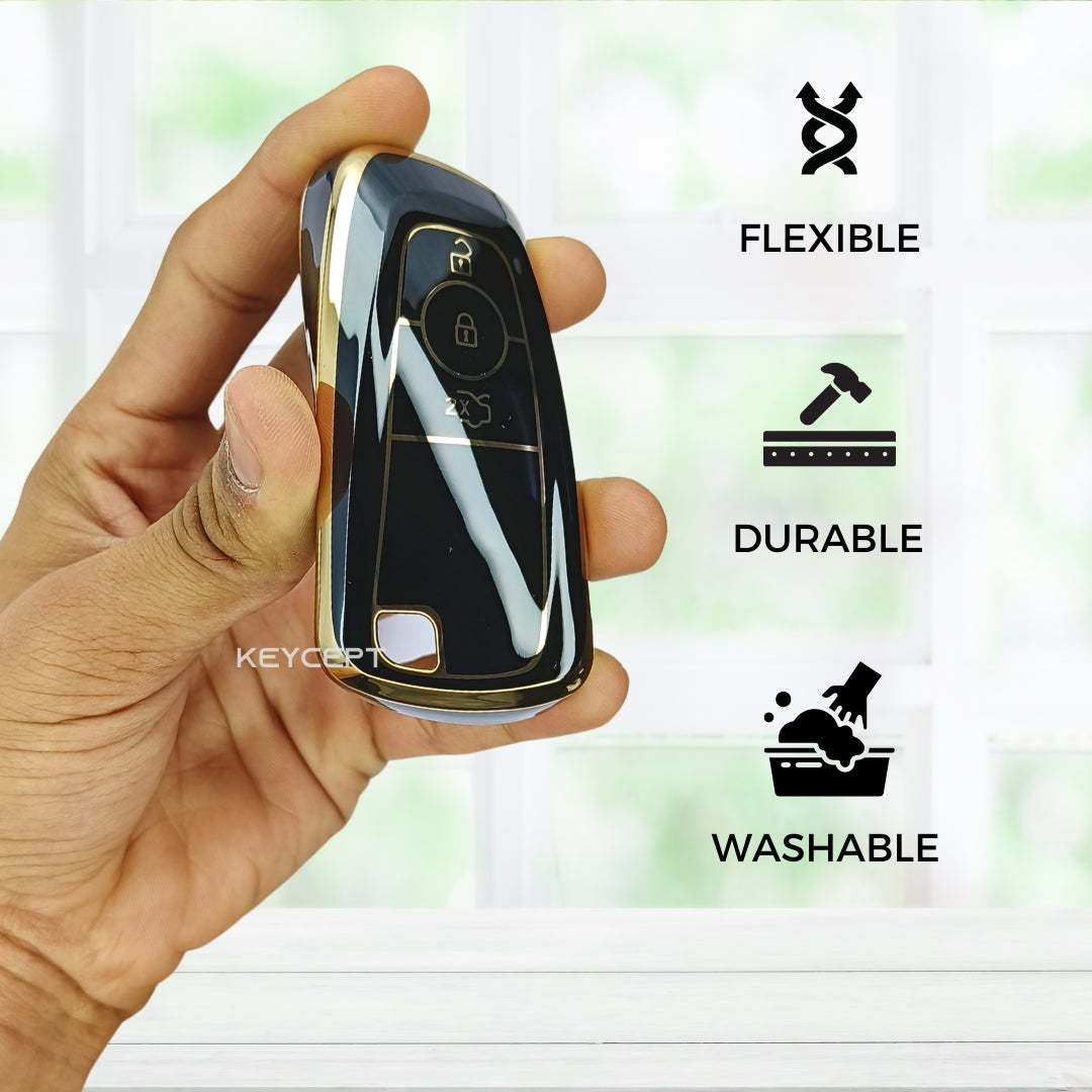 ford figo aspire endeavour 3b smart tpu black gold key case keychain