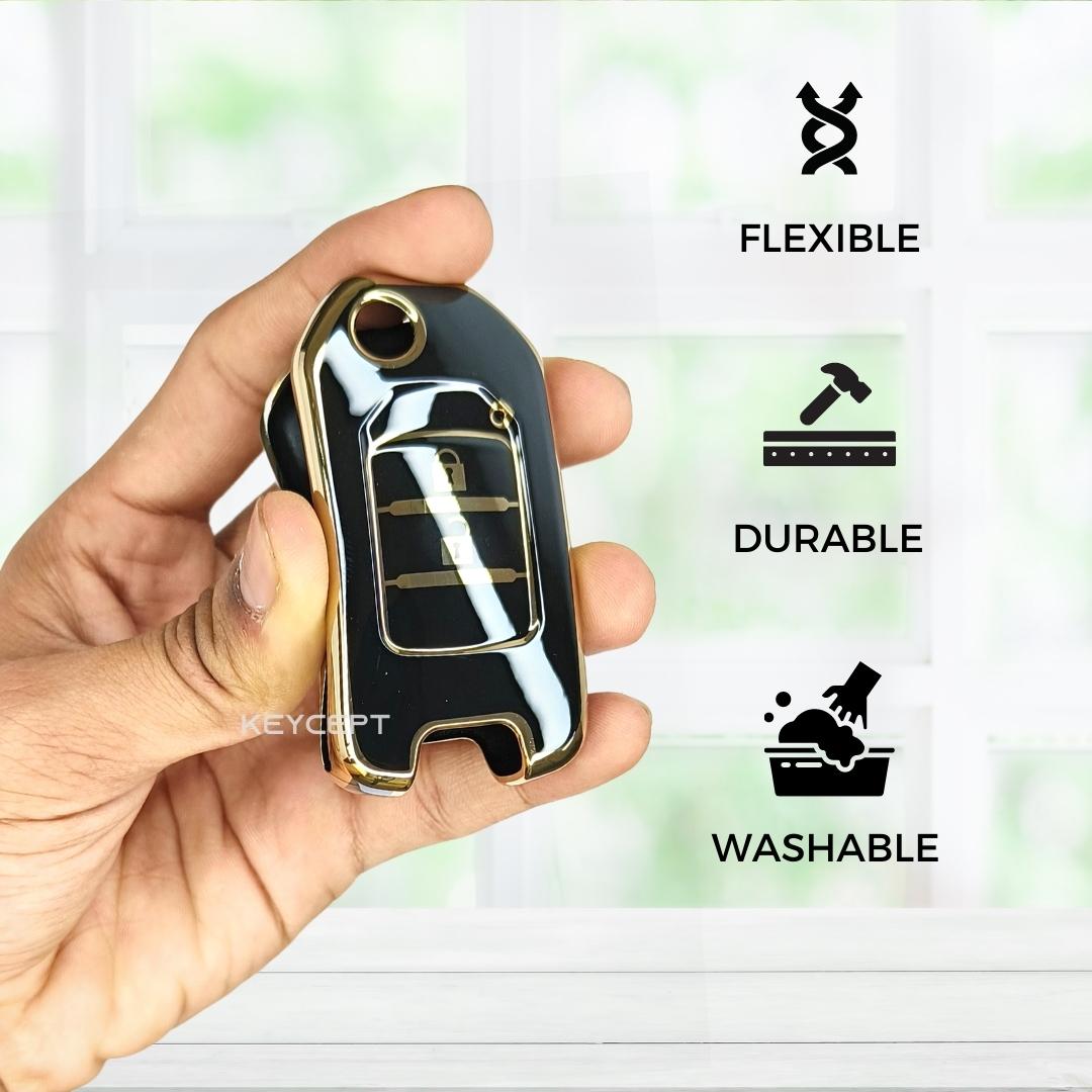 honda city wr-v 2 button flip tpu black gold key cover case keychain