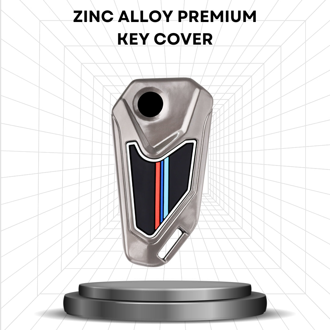 Keycept Metal Alloy Car Key Cover for Universal Bike Hero, Royal Enfield, Bajaj, TVS, Yamaha, Honda bikes flip key cover with keychain (Dual Black & Tan)