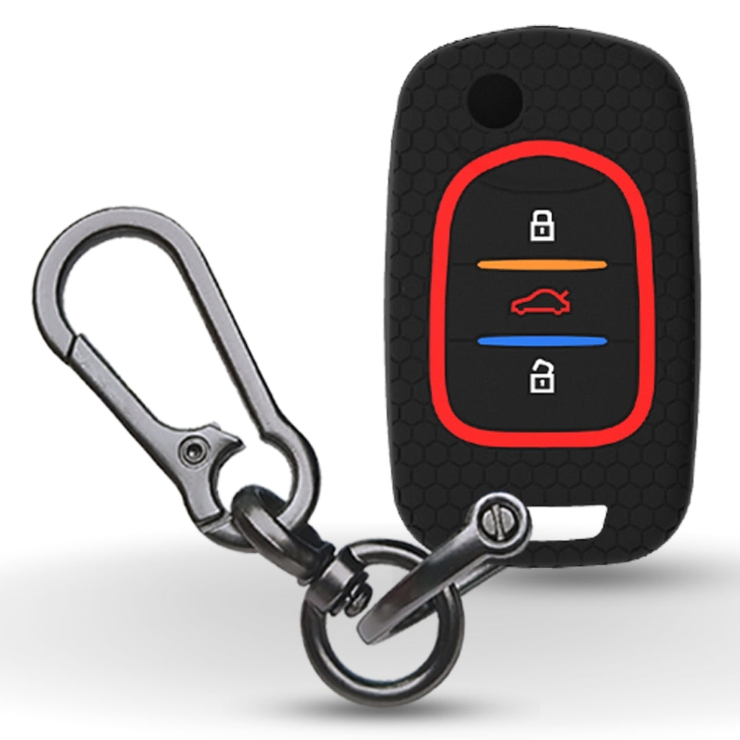 Silicone Key Cover Compatible for MG Hector Flip Key with Keychain
