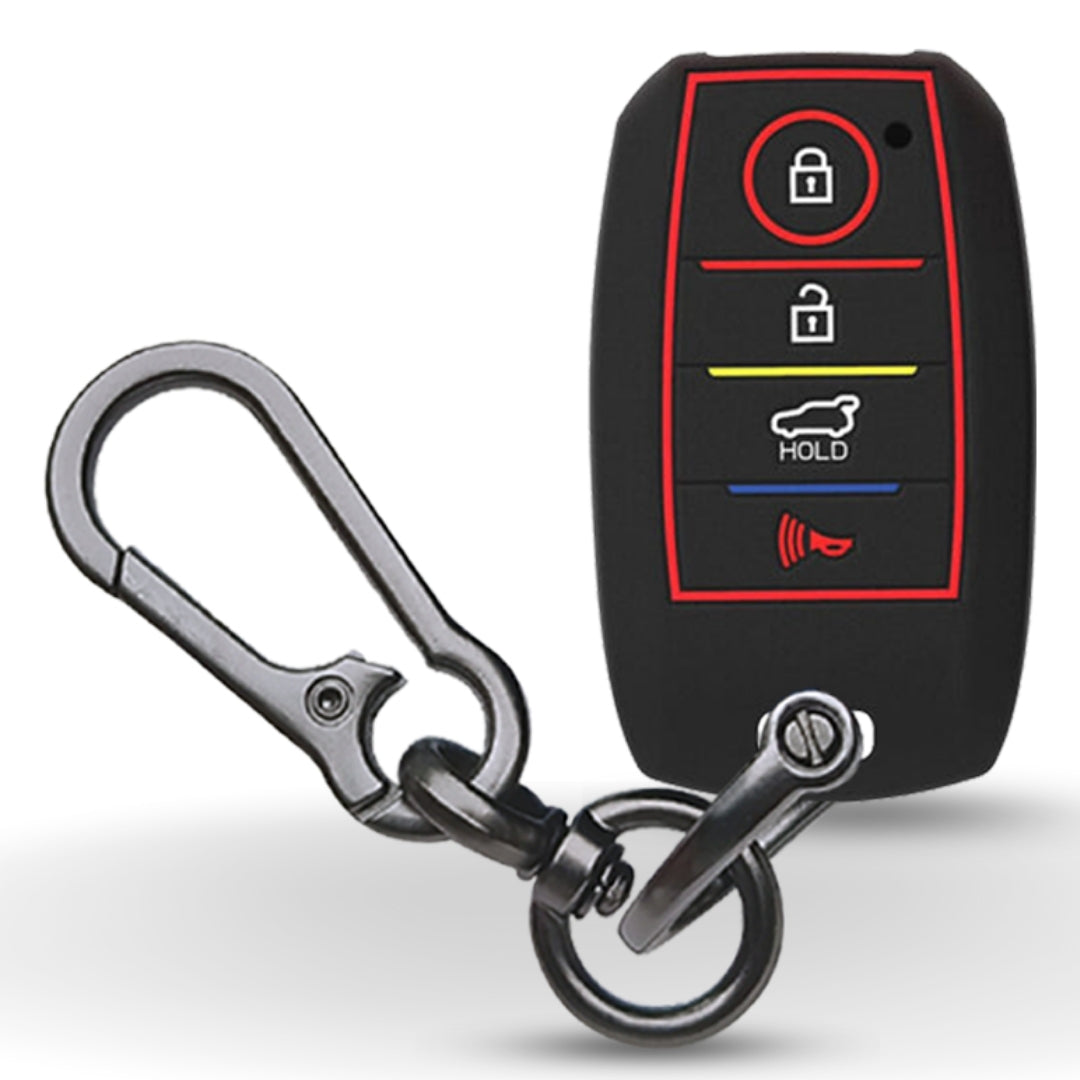 Black Silicone key cover for Kia Seltos and Kia Sonet with keychain