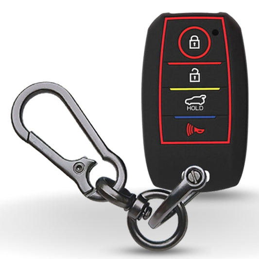 Black Silicone key cover for Kia Seltos and Kia Sonet with keychain