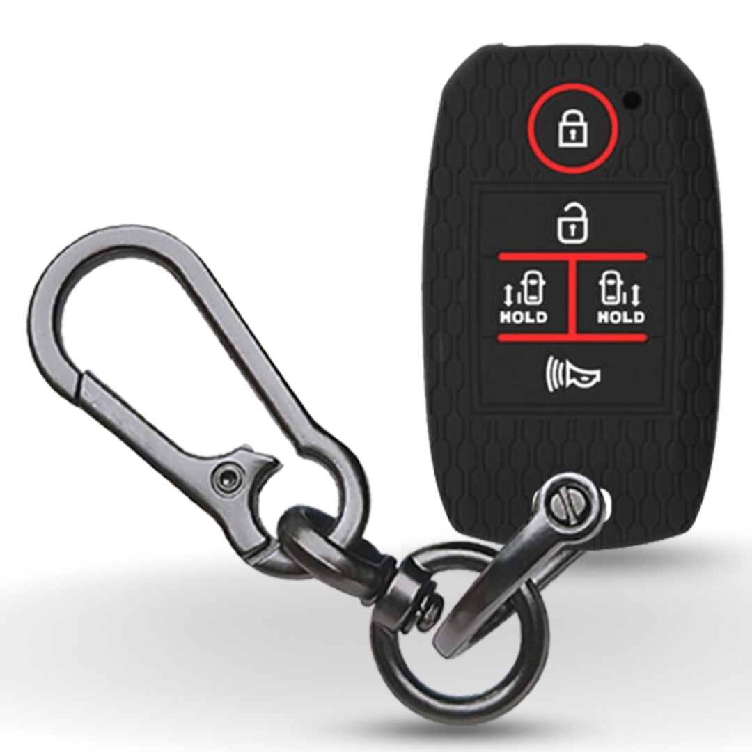 Black Silicone key cover for Kia Carnival with keychain