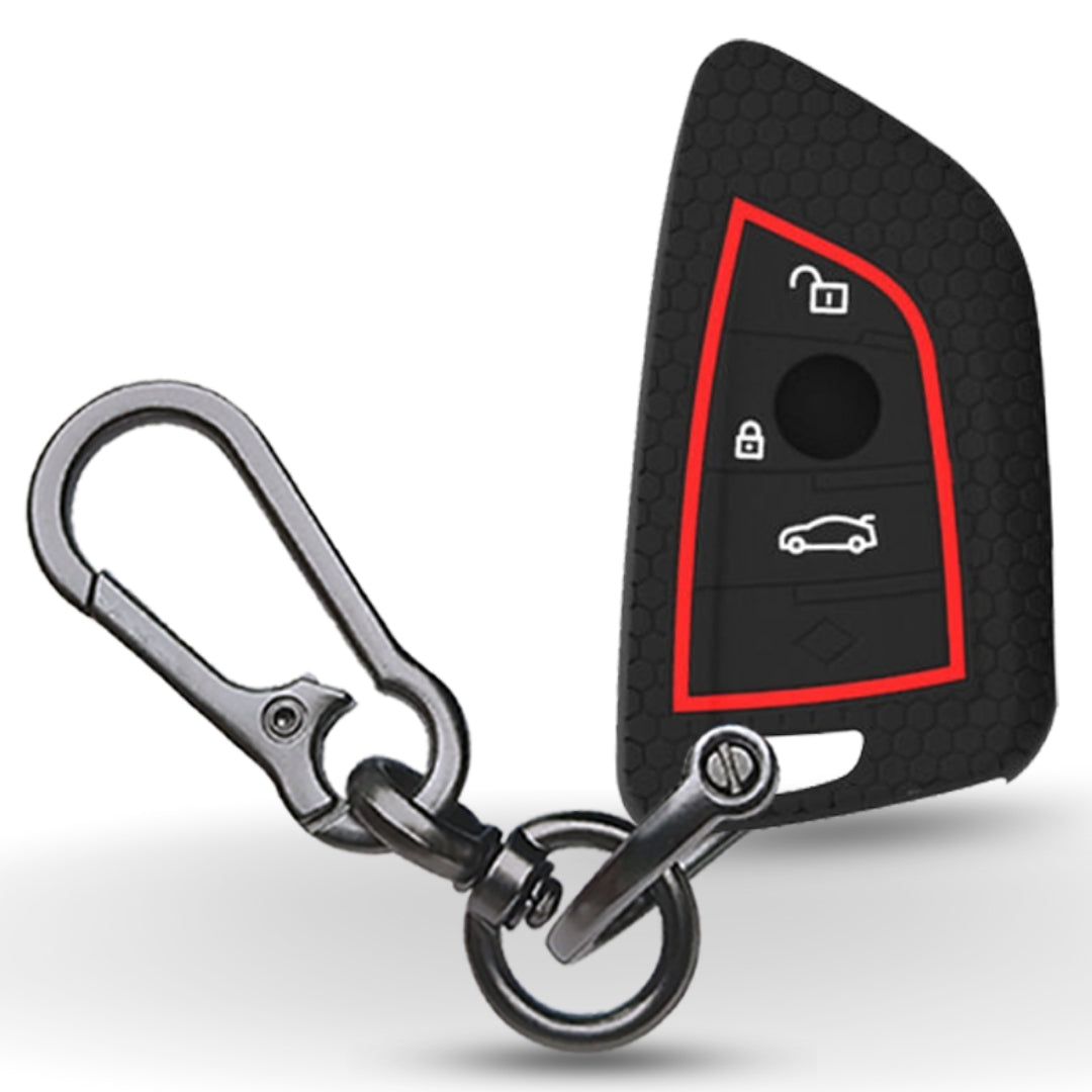 Black Silicone Key Cover for BMW X1 X2 X3 X5 X6 and 5 Series 2018 7 Series 2017 up 2 Series and 6 Series (GT) with Keychain