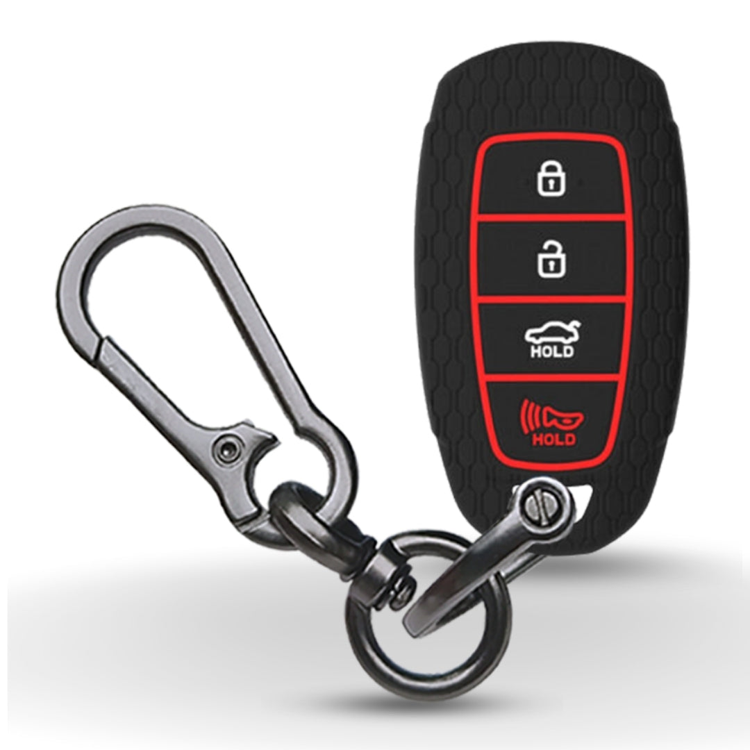 Black Silicone key cover for Hyundai Verna with keychain