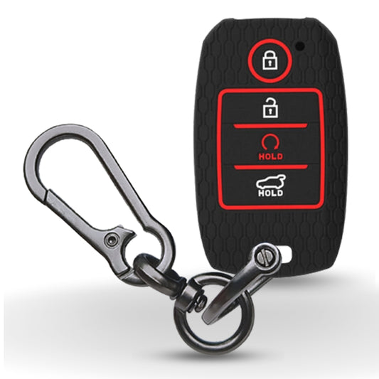 Black Silicone key cover for Kia Sonet, Seltos with keychain