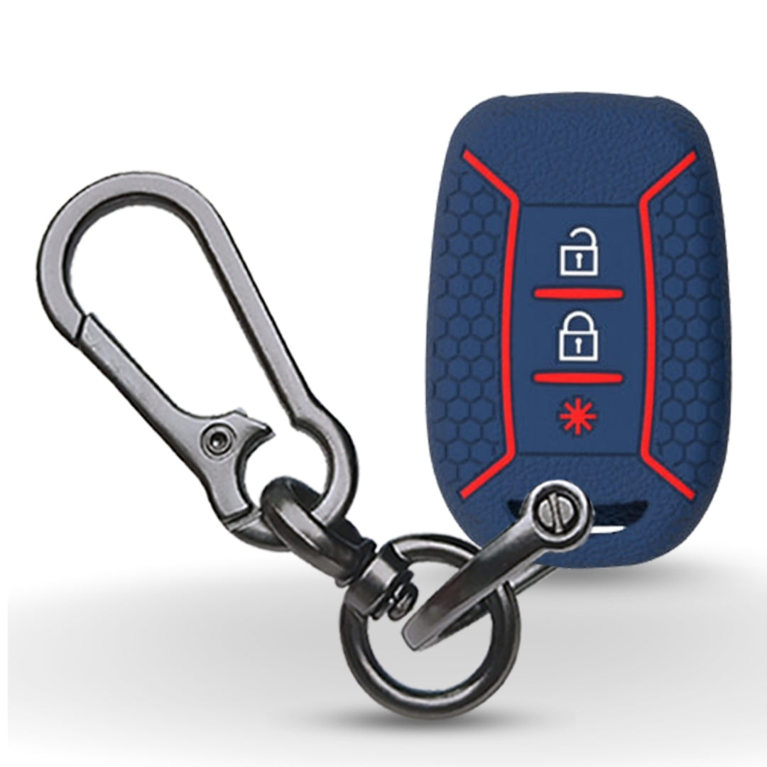 Blue Silicone car key cover for Renault Duster 2020 with keychain