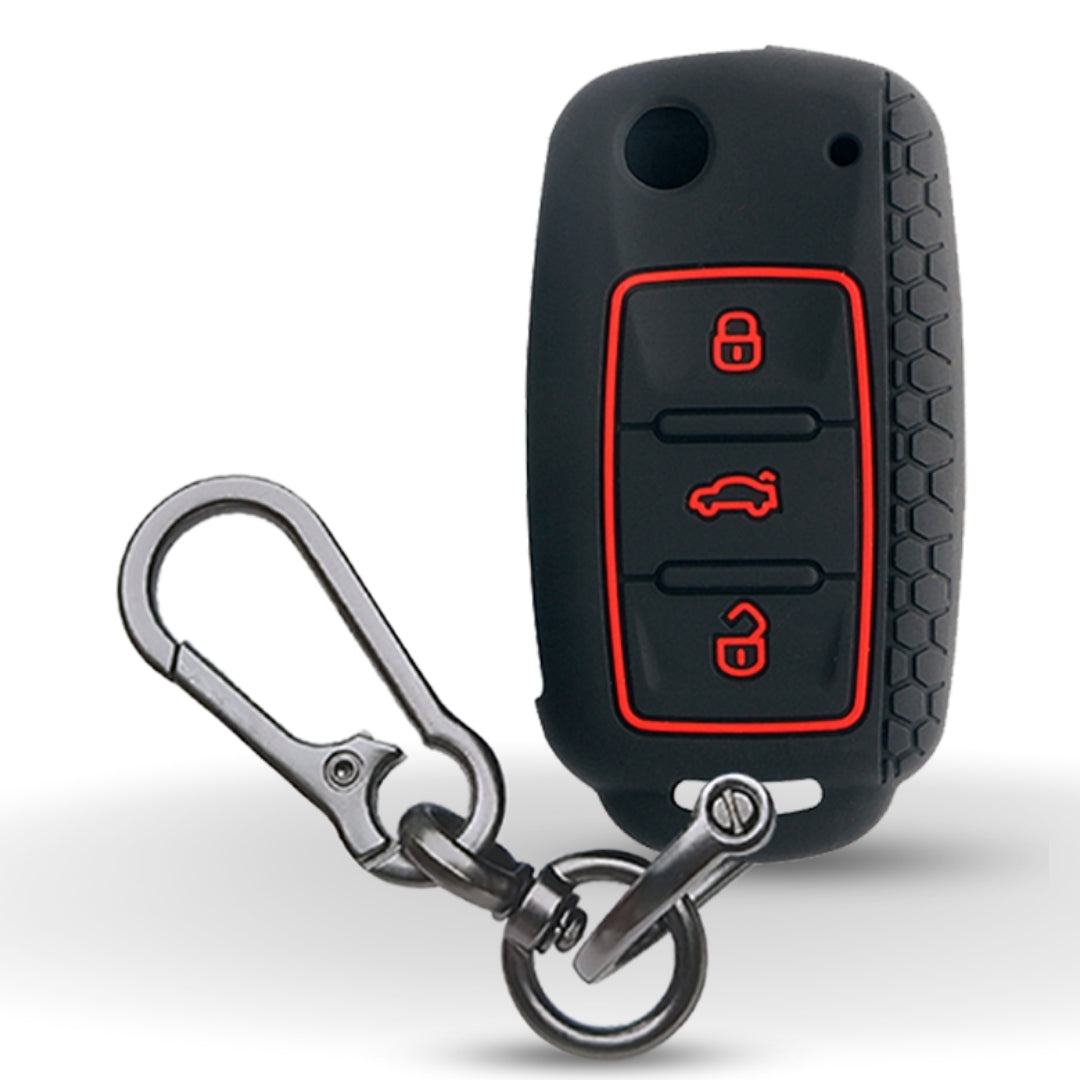 Skoda/ Volkswagen Silicone Key Cover for Rapid, Laura, Superb, Octavia (old), Fabia, Yeti with keychain