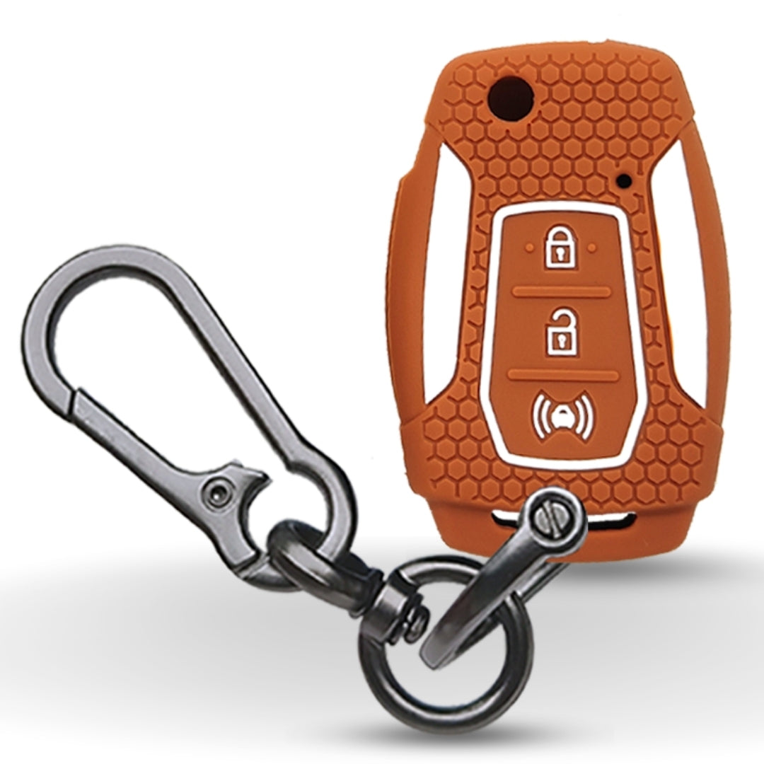 Silicone Key Cover for Mahindra Alturas G4 3 button flip key With Keychain