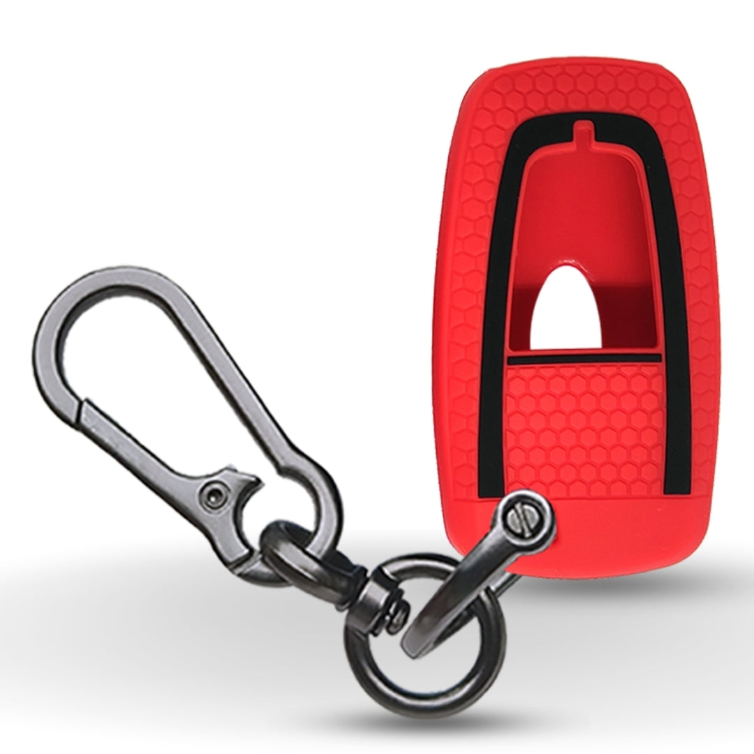 Red Silicone key cover for Ford Endeavour, Ecosport, Aspire with keychain